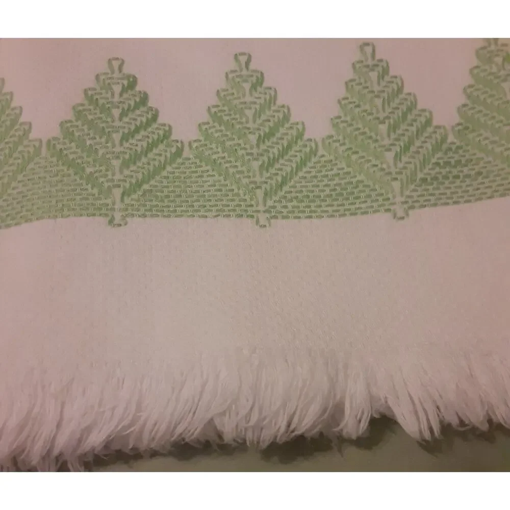 Vintage Swiss Embroidered Christmas Tea Towel Fringed